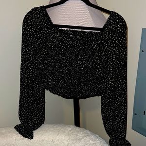 Black, cropped long sleeve top from Jayana (size S)